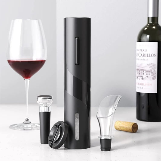 Kit Saca Rolhas Automático Abridor De Vinho e Garrafas