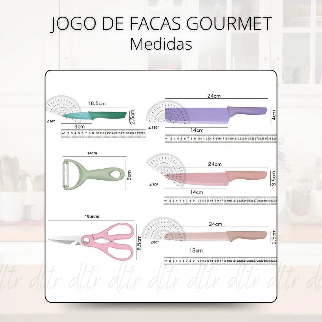 Conjunto 6 peças facas profissionais para cozinha