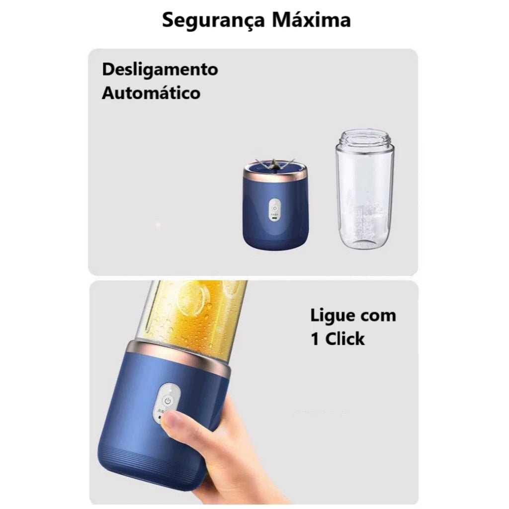 Espremedor Elétrico e Mini Liquidificador Portátil 6 Lâminas