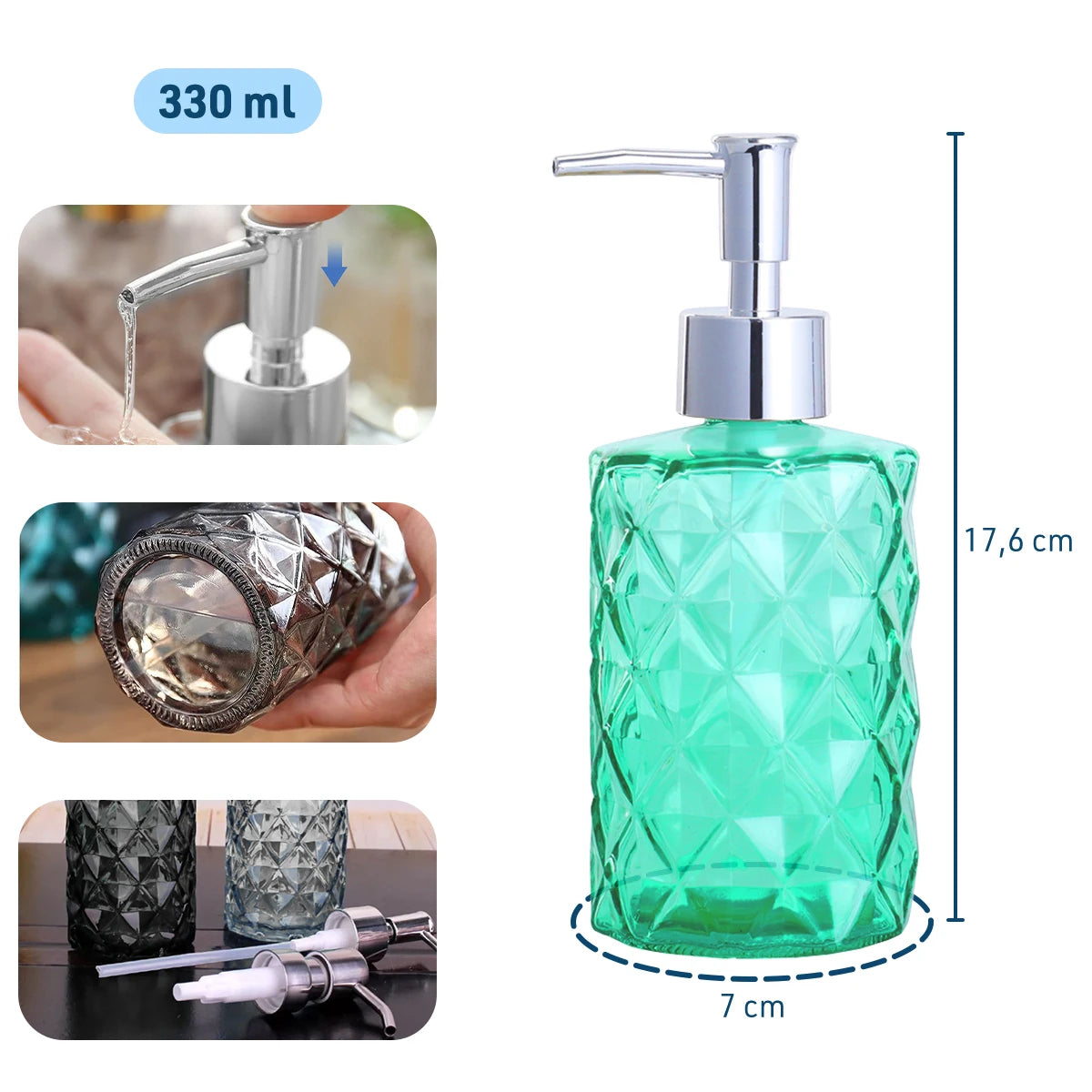 Dispenser de Vidro para Sabonete Líquido 330ml