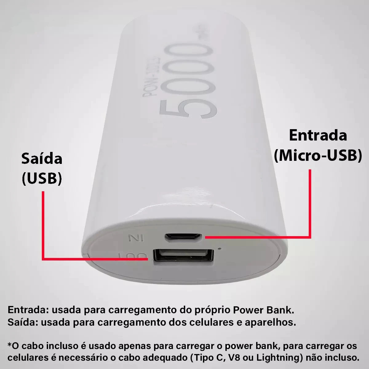 Carregador Portátil Powerbank Bateria Externa 5000mAh