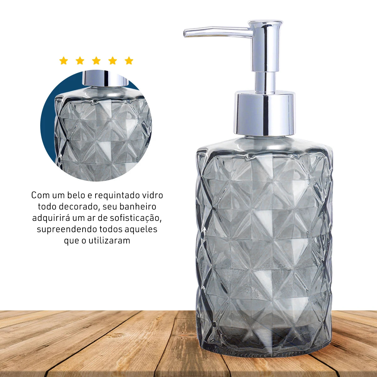 Dispenser de Vidro para Sabonete Líquido 330ml