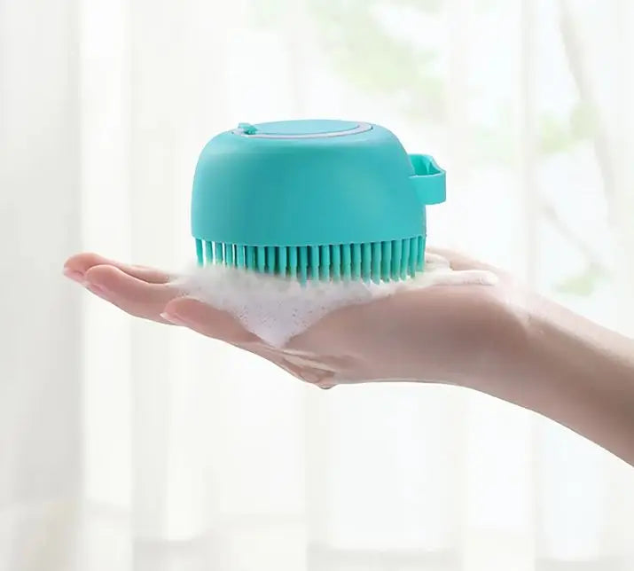 Esponja de Silicone Para Banhos Pets Massageador Com Dispenser Para Sabonete Limpeza Portátil