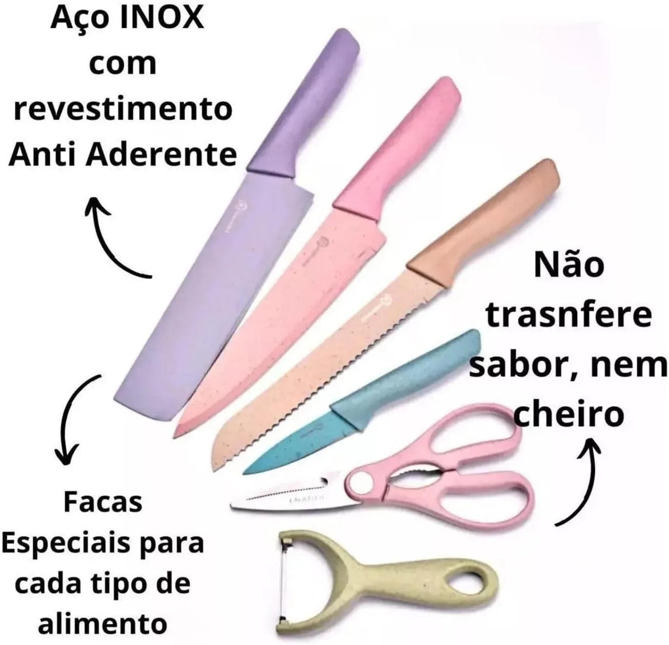 Conjunto 6 peças facas profissionais para cozinha