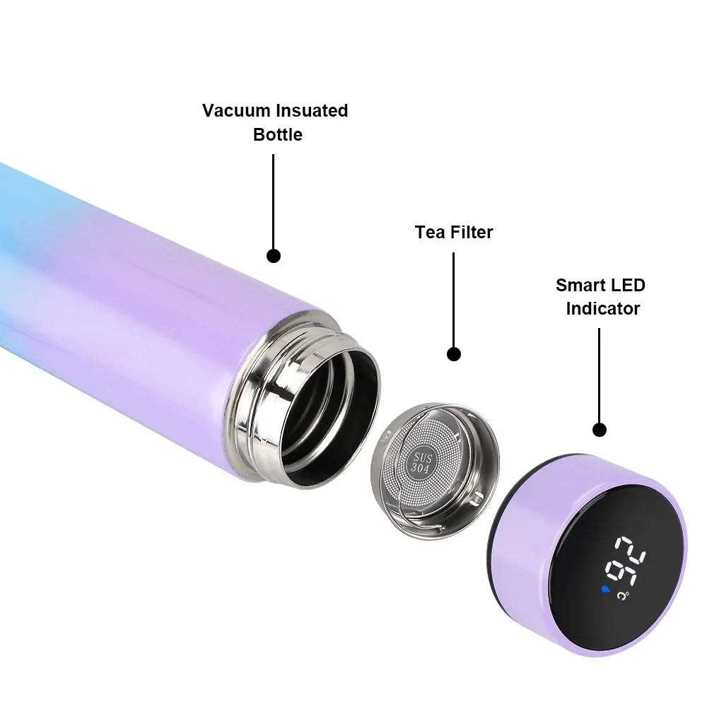 Garrafa Térmica 500ml Com Led Temperatura Inox Display Digital