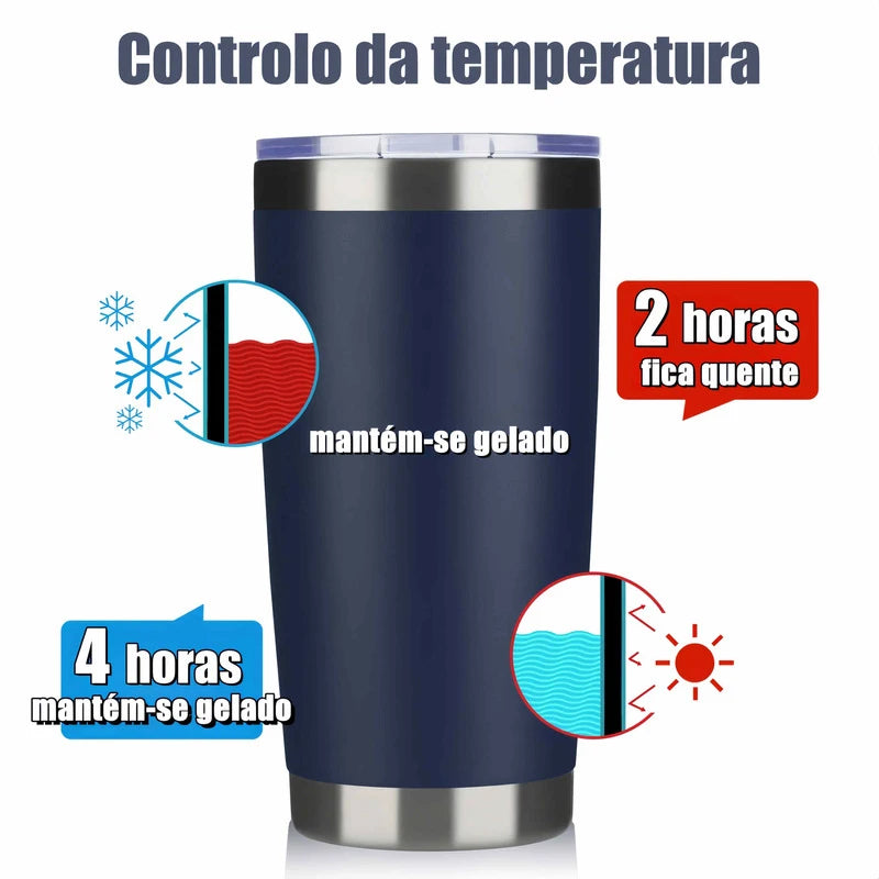 Copo com Isolamento térmico em aço inoxidável com tampa 475ml