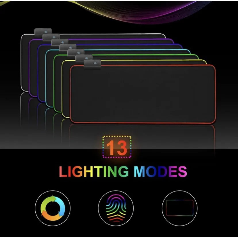 Mouse pad Gamer Led Rgb 7 Cores Tamanho Grande 80 X 30cm Usb