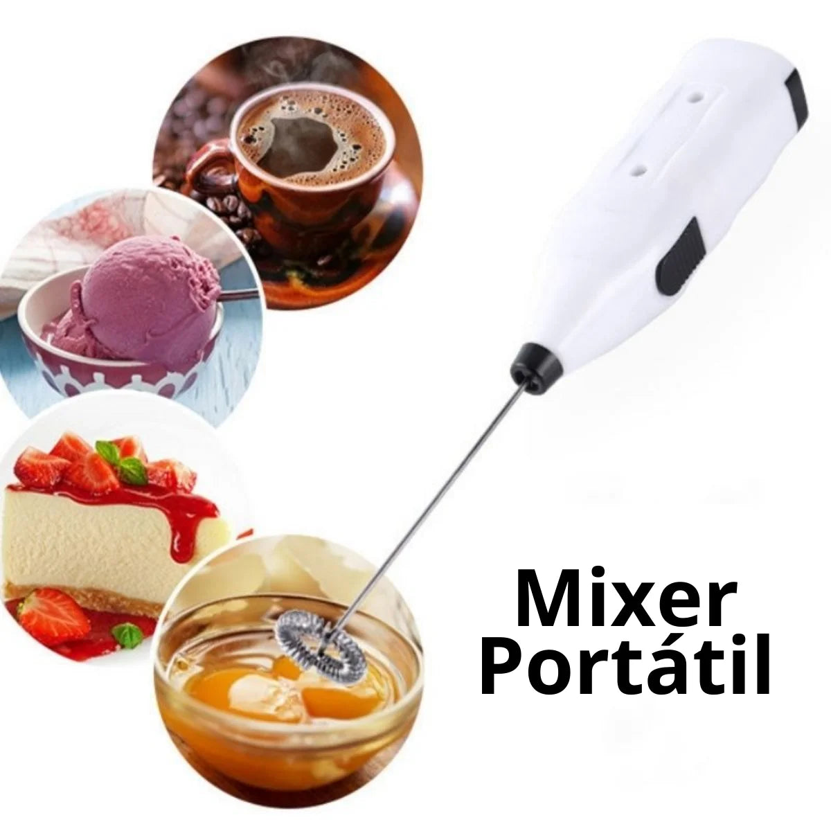 Mini Mixer Misturador De Bebidas Portátil Elétrico A Pilha