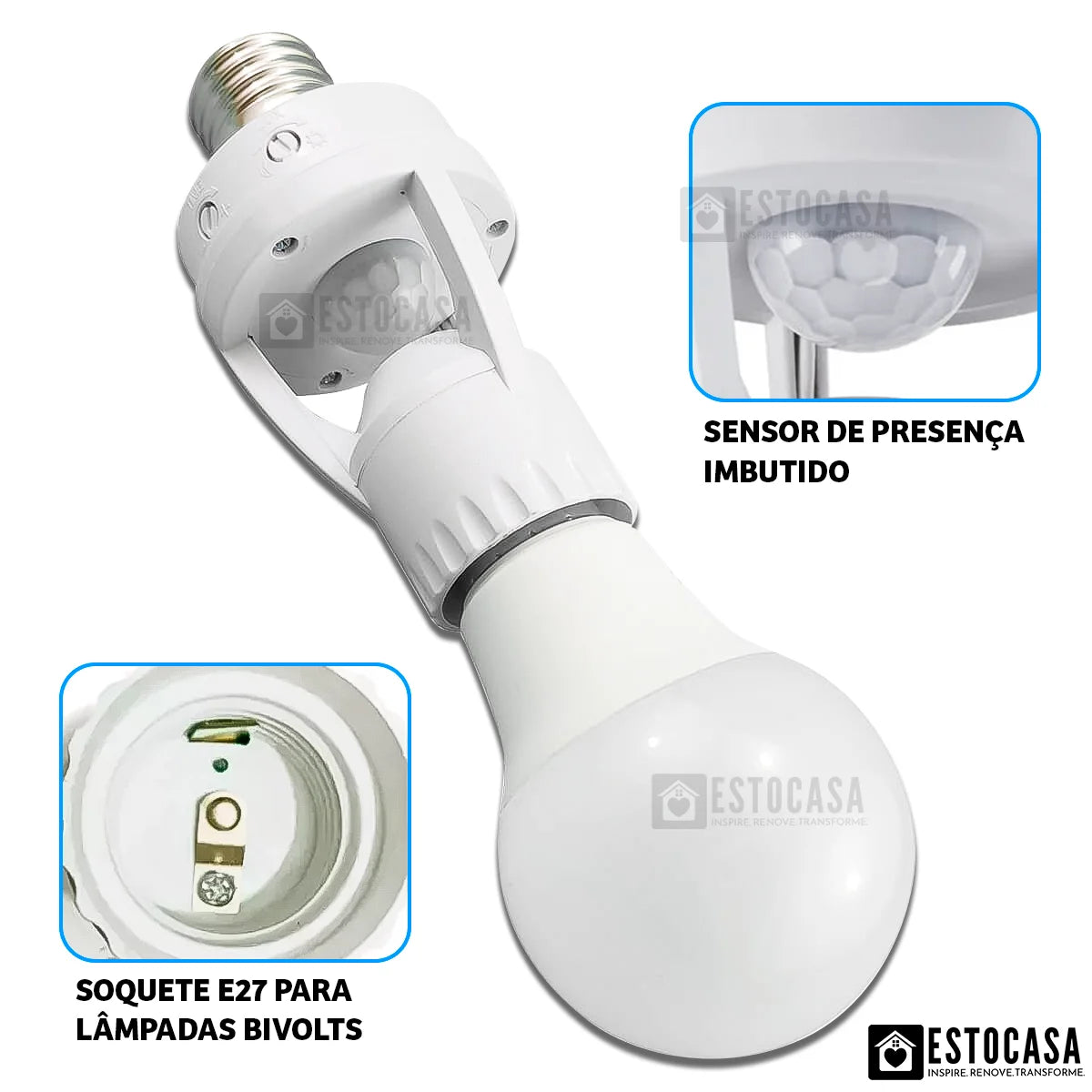 Sensor De Presença Soquete Bocal E27 para Lampada Fotocélula